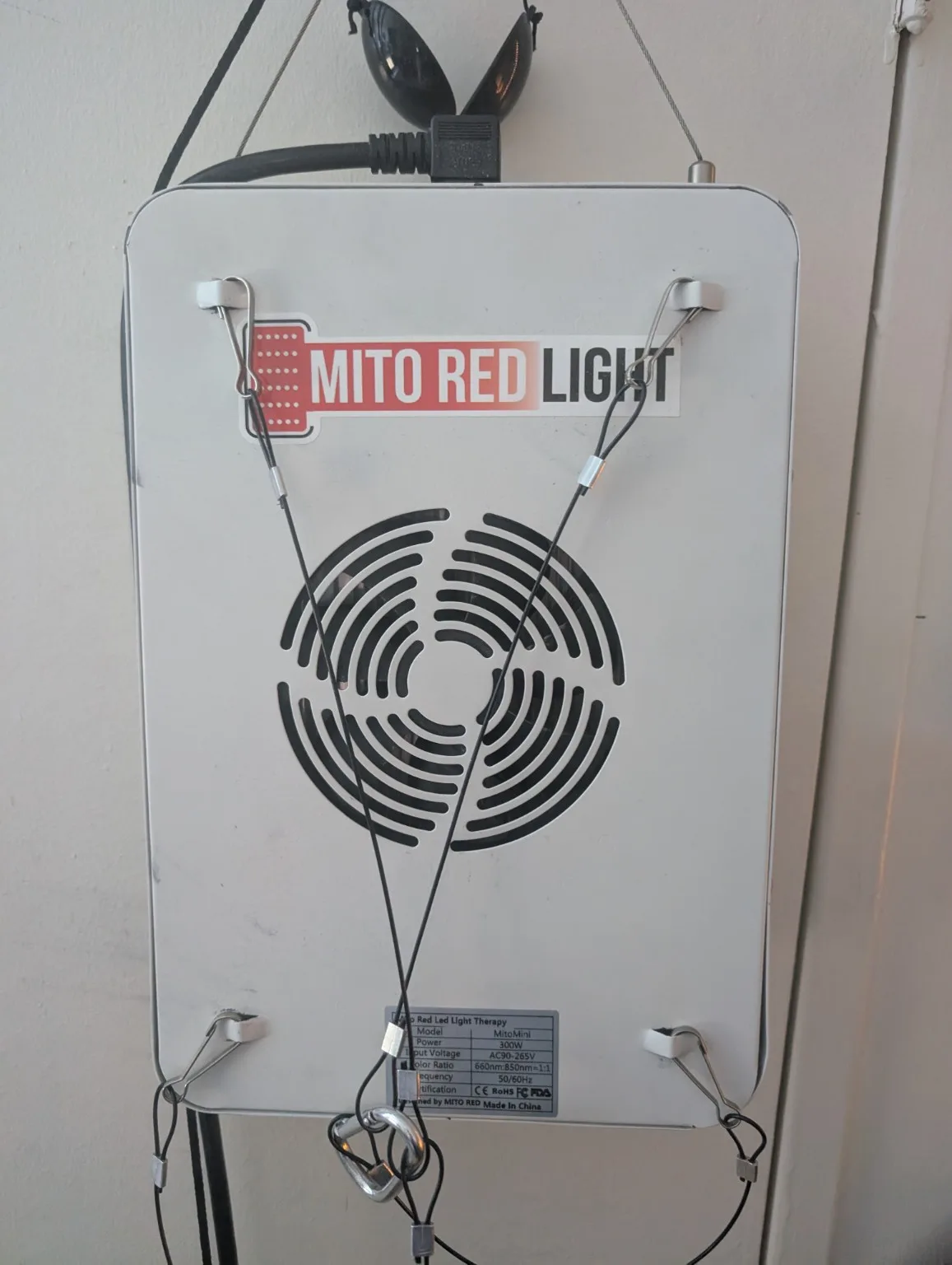 Back of Ivan Jeffrey Thrasher's MitoMini red light therapy panel